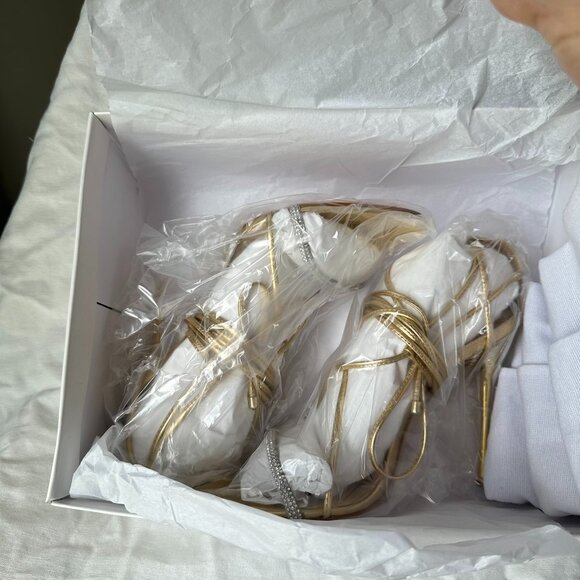 Schutz Adeline Crystal Golden Embellished Stilleto Heel Formal Prom Size 7.5 NIB - Picture 2 of 5